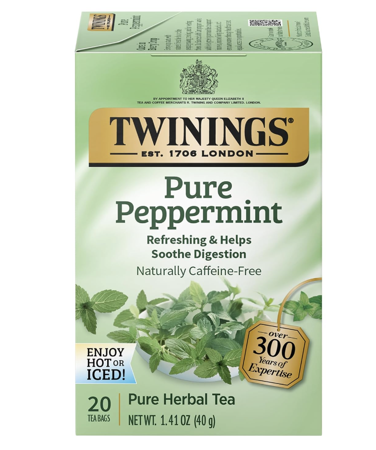 Twinnings Pure Peppermint Tea Bags, one of the best teas for a sore throat